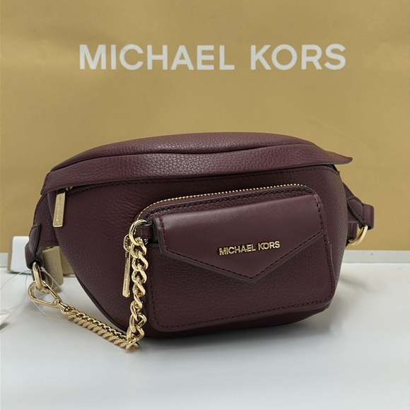 Michael Kors Maisie 2 In 1 Small Leather Waist pack Fanny pack Bag (Oxblood) MK - Picture 4 of 16